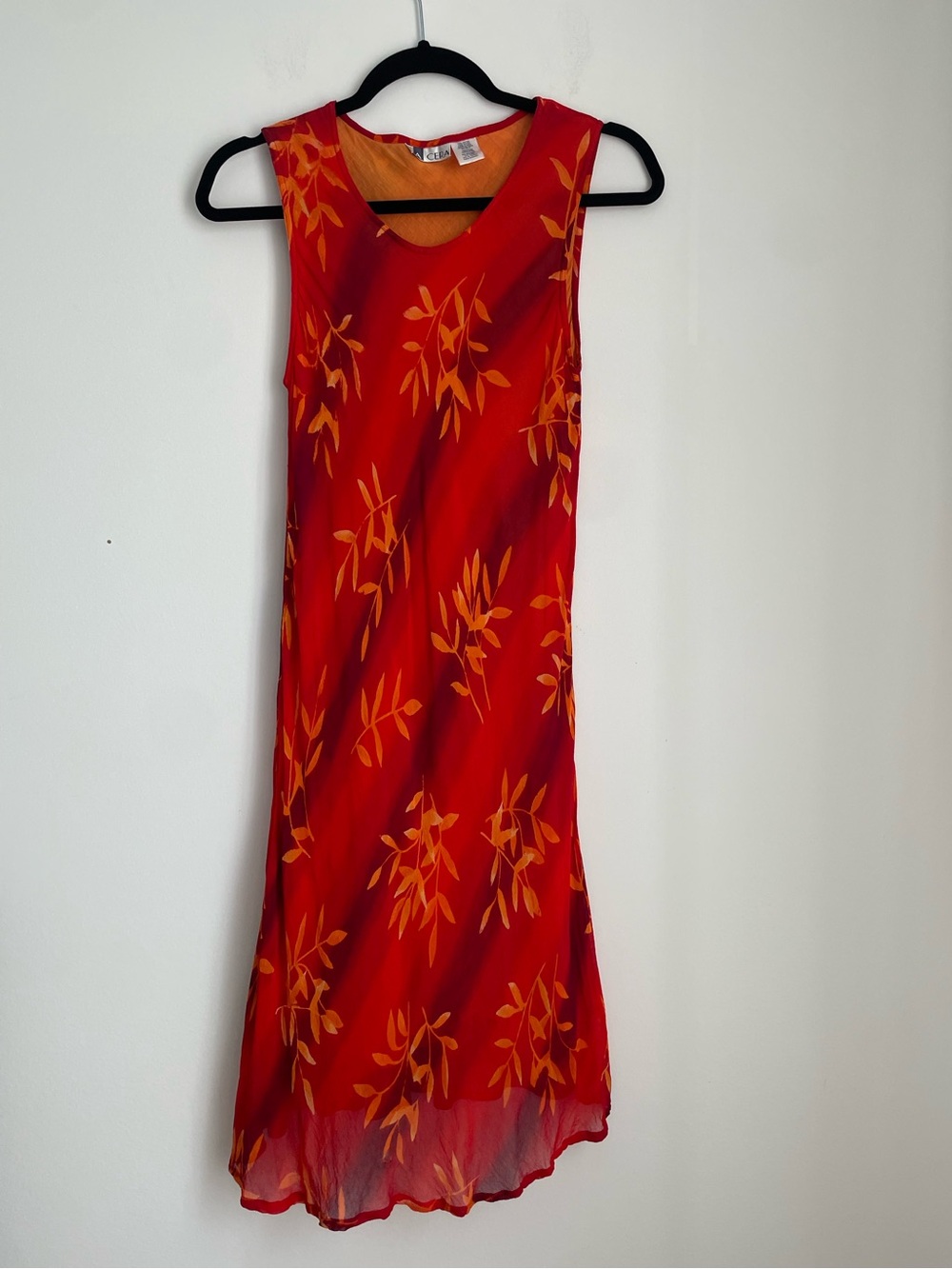 La Cera 90s Style Orange Rayon Slip Dress size M